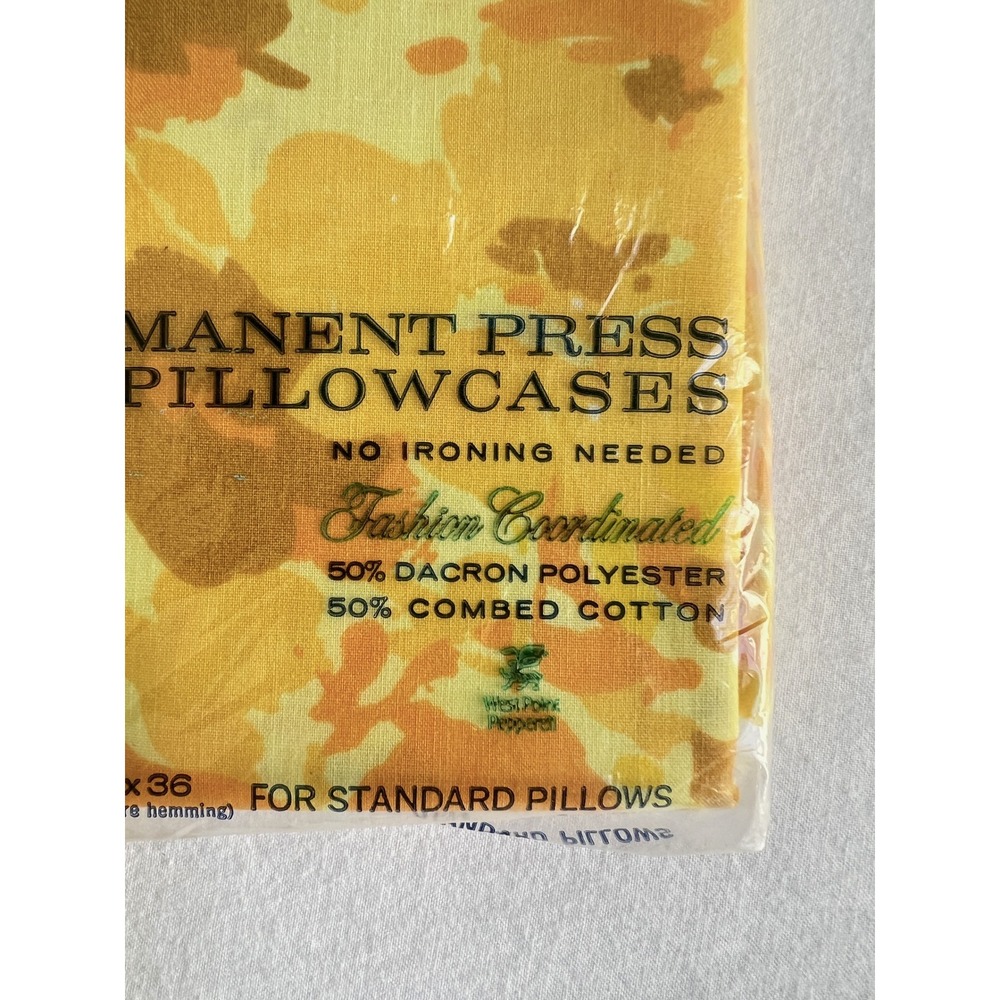 Vintage Martex Luxor Yellow Floral Double Sheet Set New Old Stock 70s Percale - Picture 8 of 15